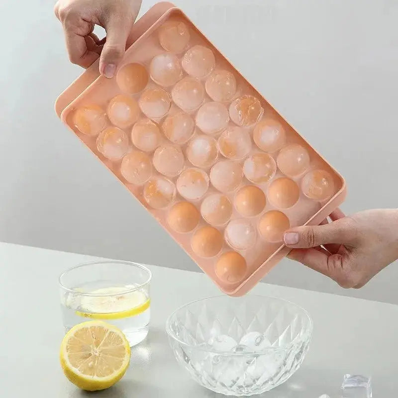 33 Ice Ball Mold - Whiskey Cocktail Round Ice Cube Maker with Lid, Perfect Hockey Ball Shape, BPA Free Mini Tray Kitchen Tools - Velvet Haven