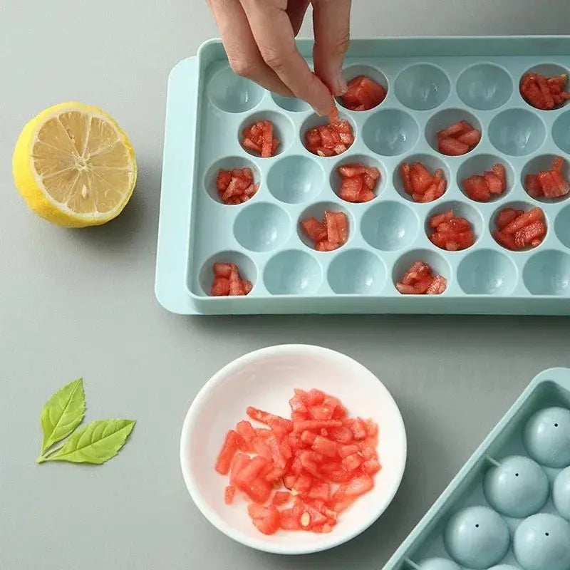 33 Ice Ball Mold - Whiskey Cocktail Round Ice Cube Maker with Lid, Perfect Hockey Ball Shape, BPA Free Mini Tray Kitchen Tools - Velvet Haven
