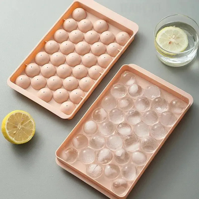 33 Ice Ball Mold - Whiskey Cocktail Round Ice Cube Maker with Lid, Perfect Hockey Ball Shape, BPA Free Mini Tray Kitchen Tools - Velvet Haven