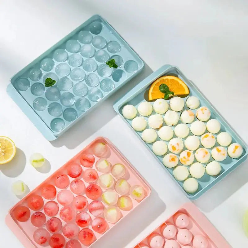 33 Ice Boll Cube Trays For Freezer Ice Ball Maker Mold Mini Circle Round Ice Cube Mold with Lid Making PCs for Cocktail Whiskey - Velvet Haven