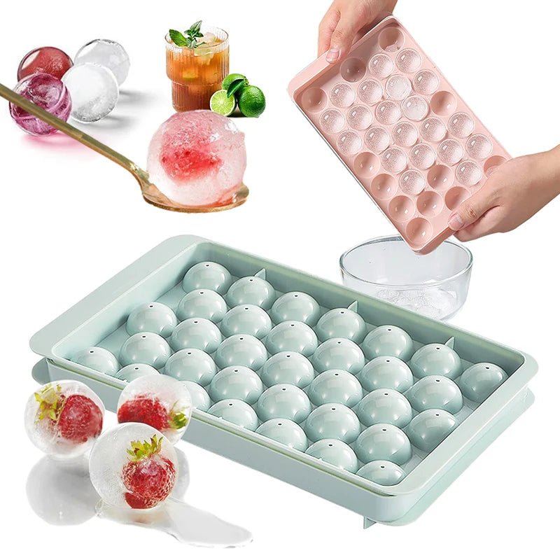 33-Cavity Silicone Ice Ball Mold Tray with Lid - Velvet Haven