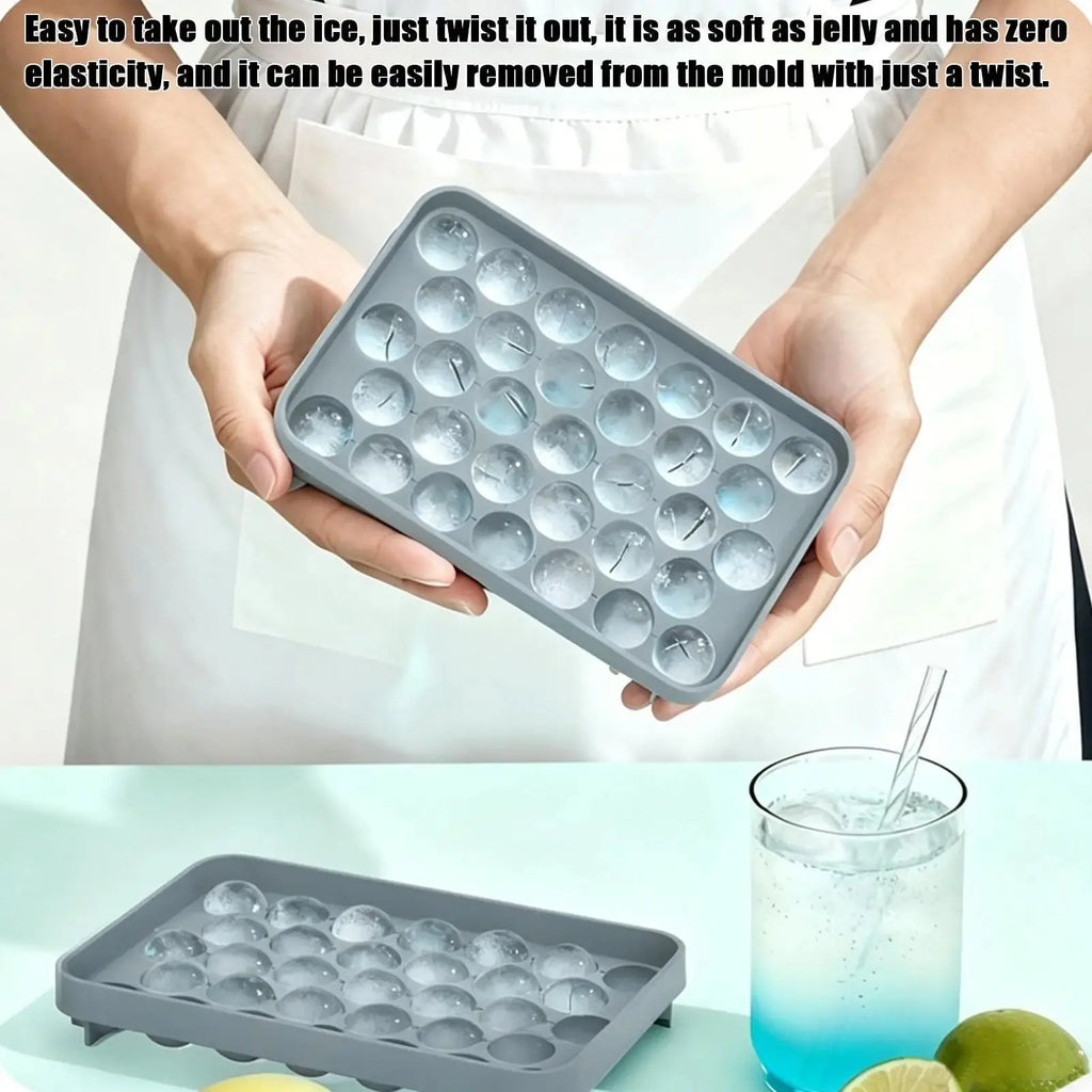 33-Piece Marble Ice Puck Mold Silicone Round Ice Cubes Tray Easy Release 33-Cavity Silicone Ice Making Mold Ice Cubes Molds - Velvet Haven
