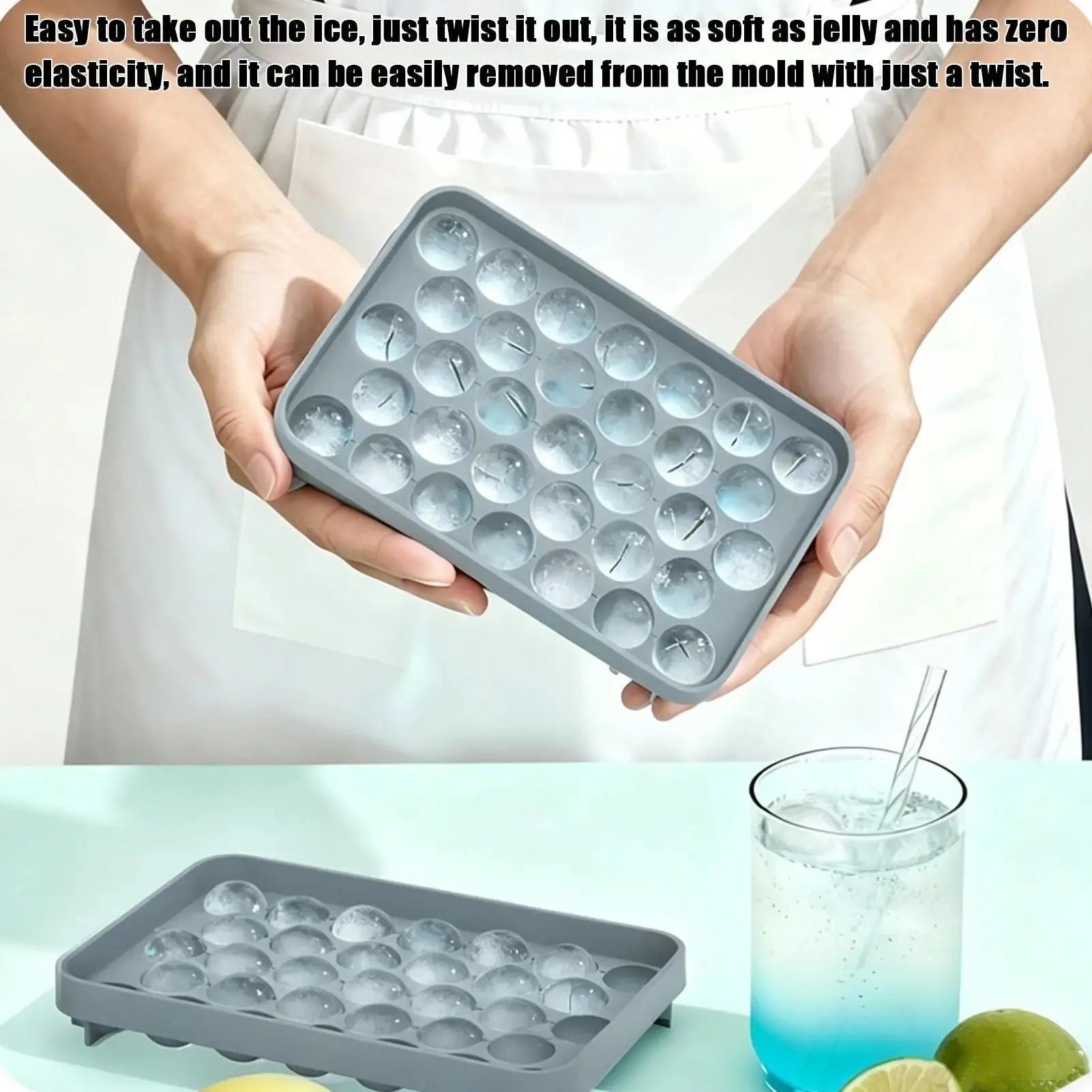 33-Piece Marble Ice Puck Mold Silicone Round Ice Cubes Tray Easy Release 33-Cavity Silicone Ice Making Mold Ice Cubes Molds - Velvet Haven