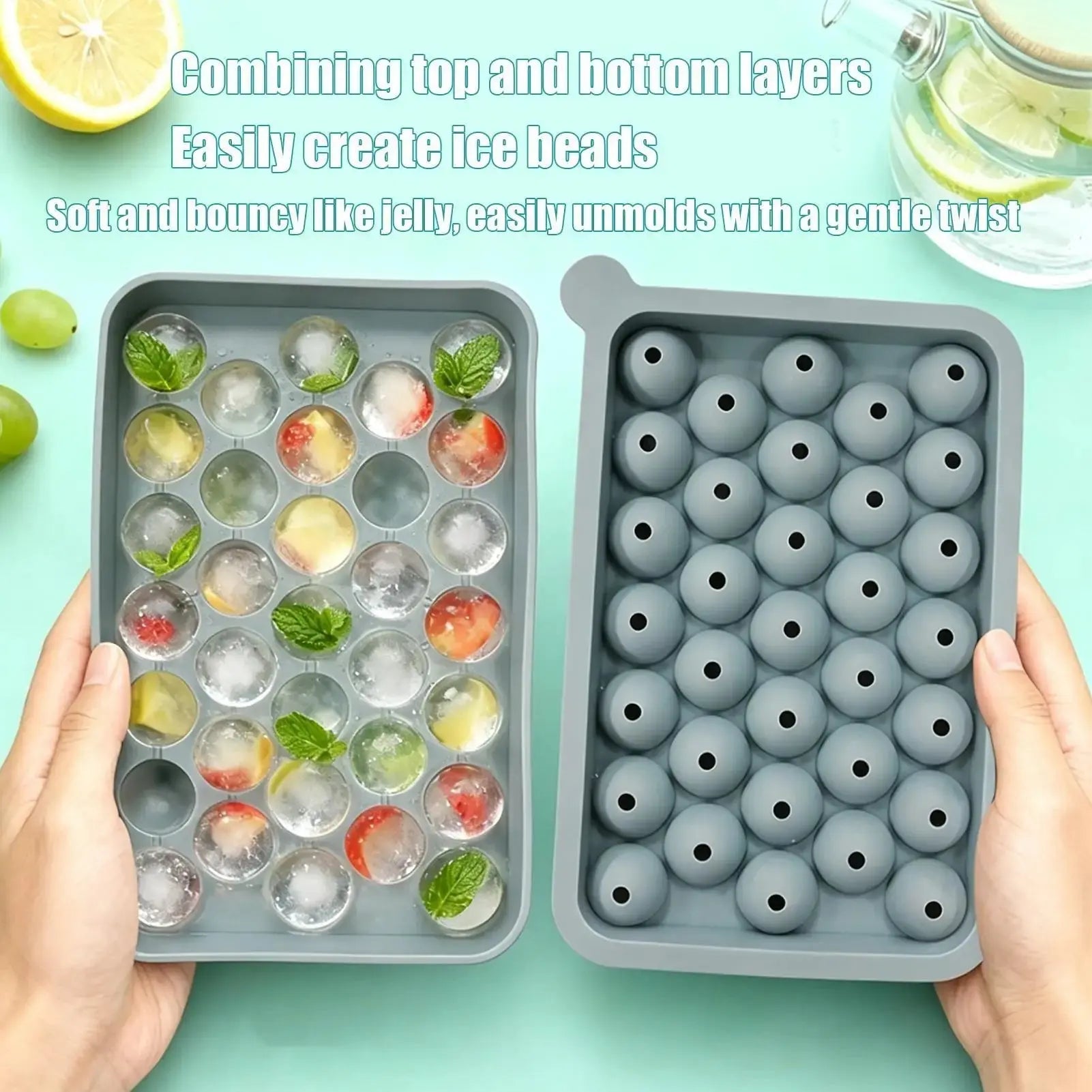 33-Piece Marble Ice Puck Mold Silicone Round Ice Cubes Tray Easy Release 33-Cavity Silicone Ice Making Mold Ice Cubes Molds - Velvet Haven