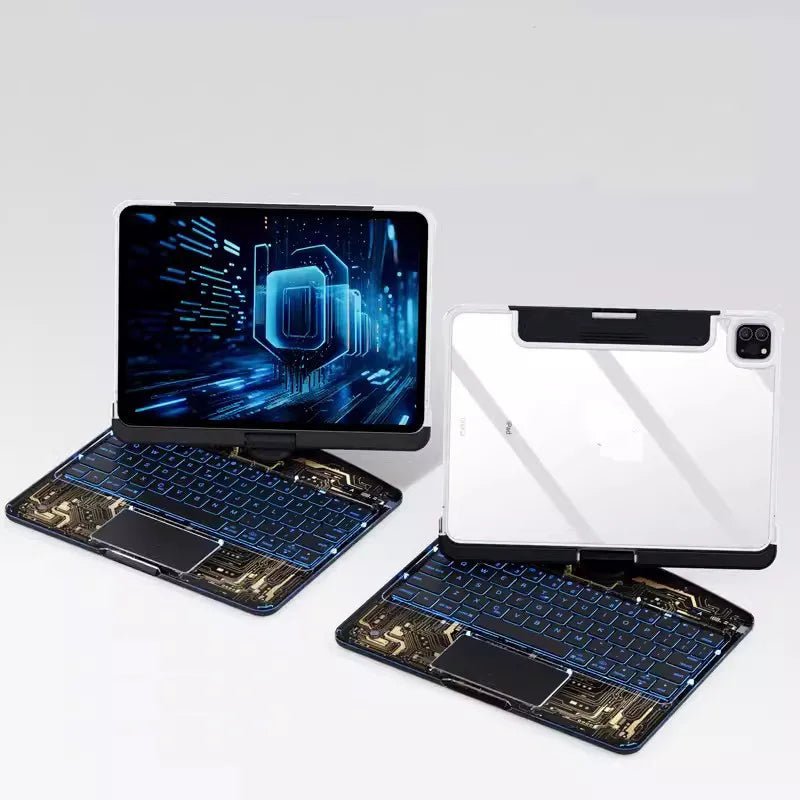 360° Rotating iPad Keyboard Case with Trackpad, Backlit Keys & Stylus Holder - Velvet Haven