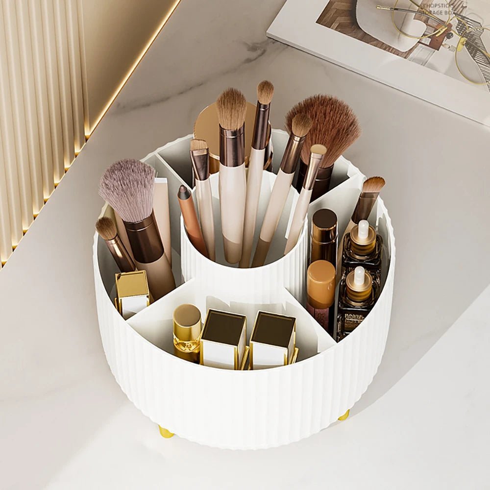 360 Rotating Makeup Desktop Cosmetic Storage Box Organizer Large Capacity for Bathroom Portable Lipstick Makeup Brush Pen Holder - Velvet Haven
