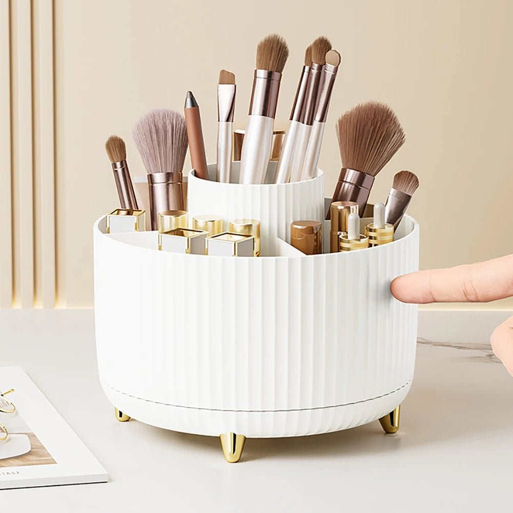 360 Rotating Makeup Desktop Cosmetic Storage Box Organizer Large Capacity for Bathroom Portable Lipstick Makeup Brush Pen Holder - Velvet Haven