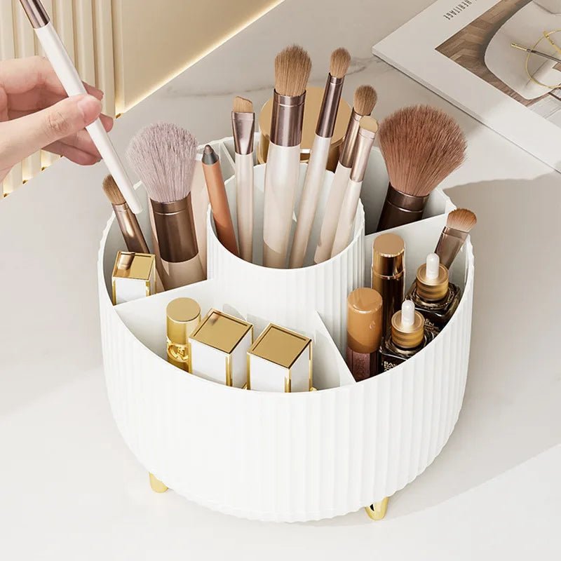 360 Rotating Makeup Desktop Cosmetic Storage Box Organizer Large Capacity for Bathroom Portable Lipstick Makeup Brush Pen Holder - Velvet Haven