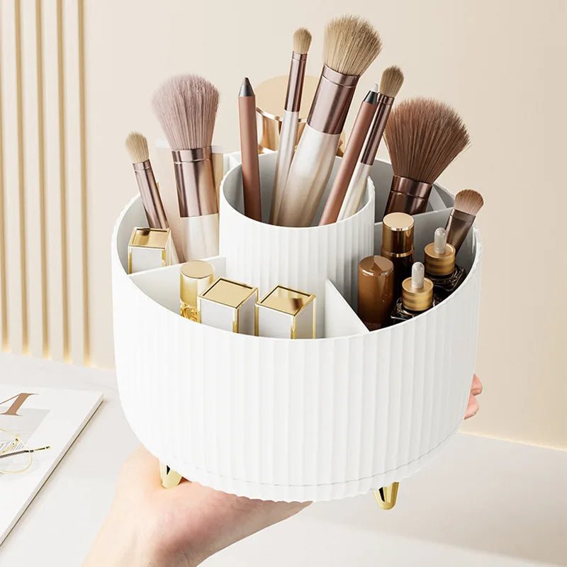 360 Rotating Makeup Desktop Cosmetic Storage Box Organizer Large Capacity for Bathroom Portable Lipstick Makeup Brush Pen Holder - Velvet Haven