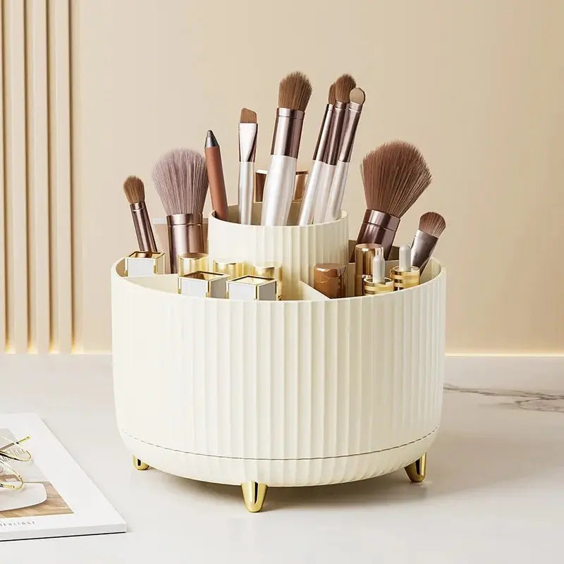 360 Rotating Makeup Desktop Cosmetic Storage Box Organizer Large Capacity for Bathroom Portable Lipstick Makeup Brush Pen Holder - Velvet Haven
