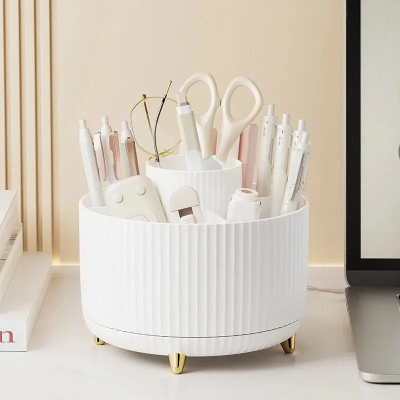 360 Rotating Makeup Desktop Cosmetic Storage Box Organizer Large Capacity for Bathroom Portable Lipstick Makeup Brush Pen Holder - Velvet Haven