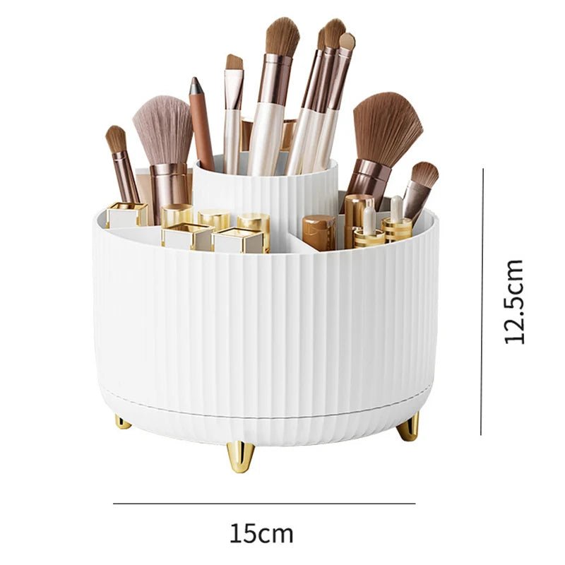 360 Rotating Makeup Desktop Cosmetic Storage Box Organizer Large Capacity for Bathroom Portable Lipstick Makeup Brush Pen Holder - Velvet Haven