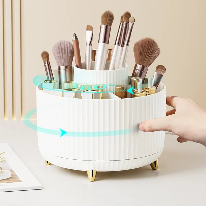 360 Rotating Makeup Desktop Cosmetic Storage Box Organizer Large Capacity for Bathroom Portable Lipstick Makeup Brush Pen Holder - Velvet Haven