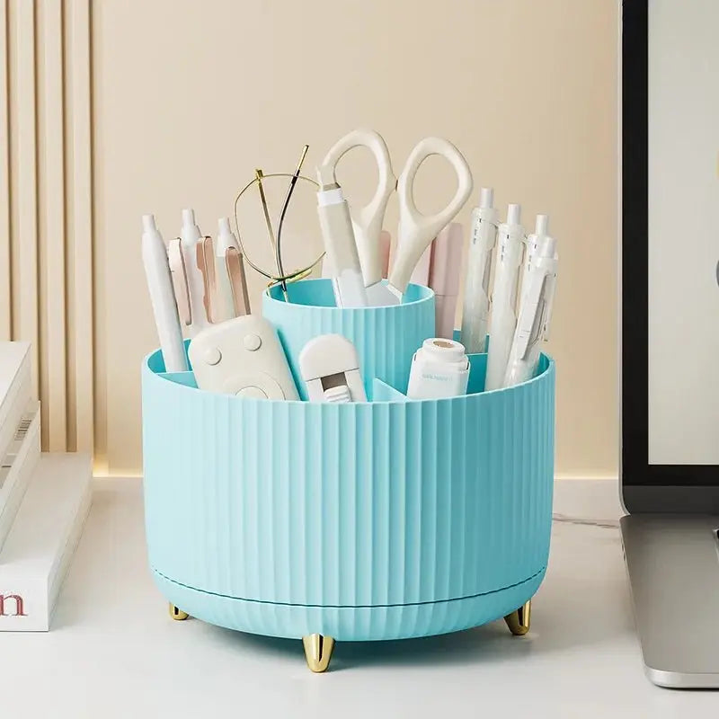 360 Rotating Makeup Desktop Cosmetic Storage Box Organizer Large Capacity for Bathroom Portable Lipstick Makeup Brush Pen Holder - Velvet Haven