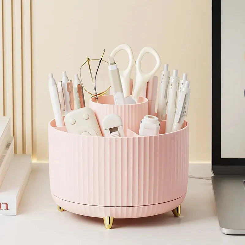 360 Rotating Makeup Desktop Cosmetic Storage Box Organizer Large Capacity for Bathroom Portable Lipstick Makeup Brush Pen Holder - Velvet Haven