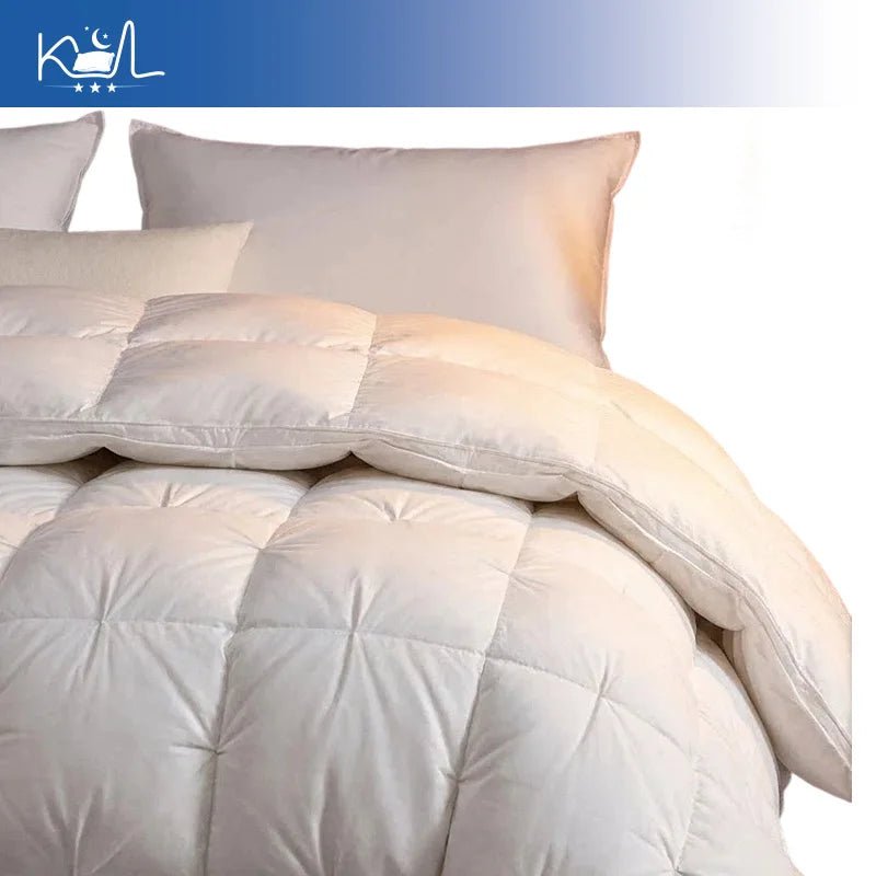 3D Luxury Quilted 100% Premium Goose Down Comforter King Queen Full Size Winter Thick Solid Color Duvet - Velvet Haven