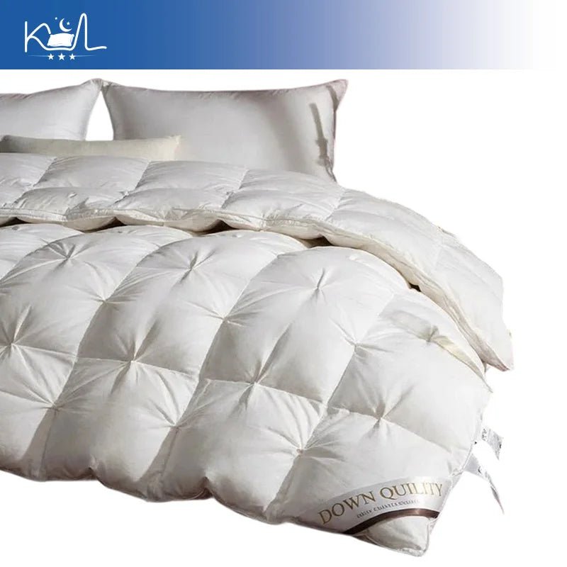 3D Luxury Quilted 100% Premium Goose Down Comforter King Queen Full Size Winter Thick Solid Color Duvet - Velvet Haven