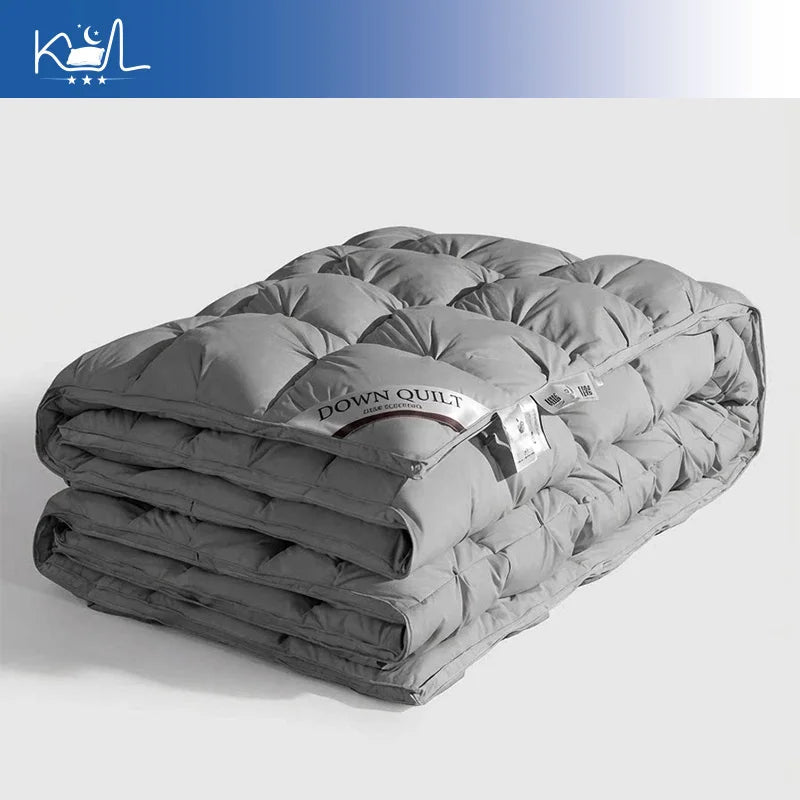 3D Luxury Quilted 100% Premium Goose Down Comforter King Queen Full Size Winter Thick Solid Color Duvet - Velvet Haven