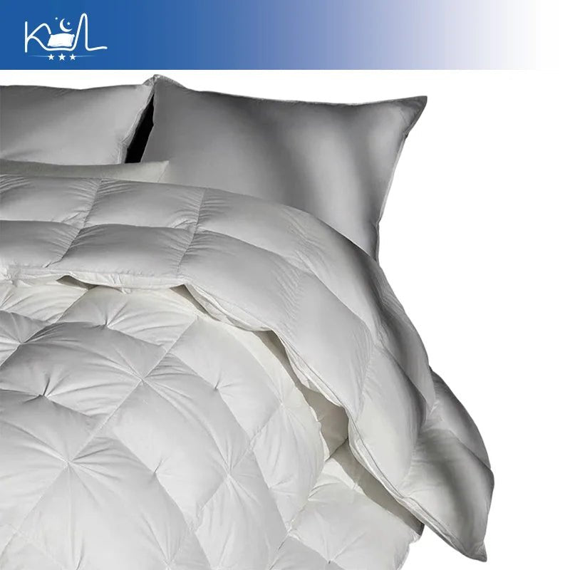 3D Luxury Quilted 100% Premium Goose Down Comforter King Queen Full Size Winter Thick Solid Color Duvet - Velvet Haven