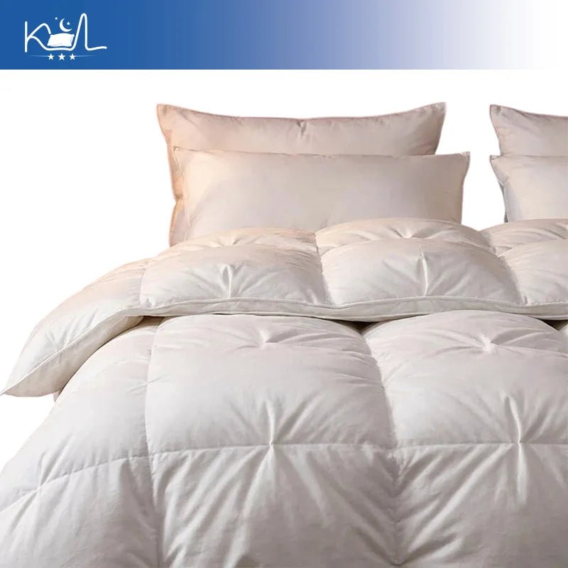 3D Luxury Quilted 100% Premium Goose Down Comforter King Queen Full Size Winter Thick Solid Color Duvet - Velvet Haven