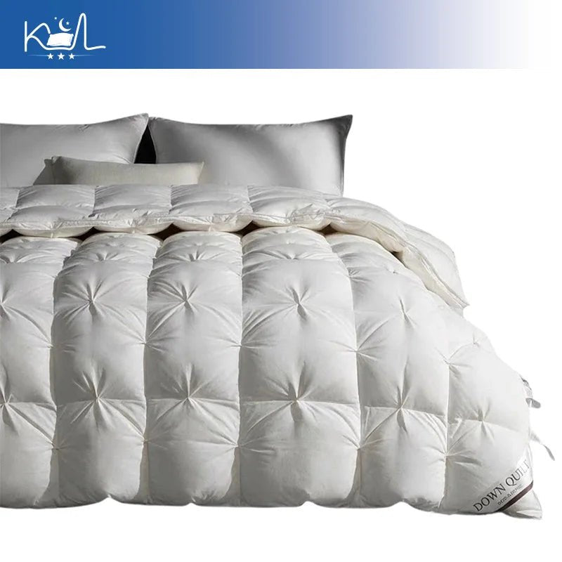 3D Luxury Quilted 100% Premium Goose Down Comforter King Queen Full Size Winter Thick Solid Color Duvet - Velvet Haven
