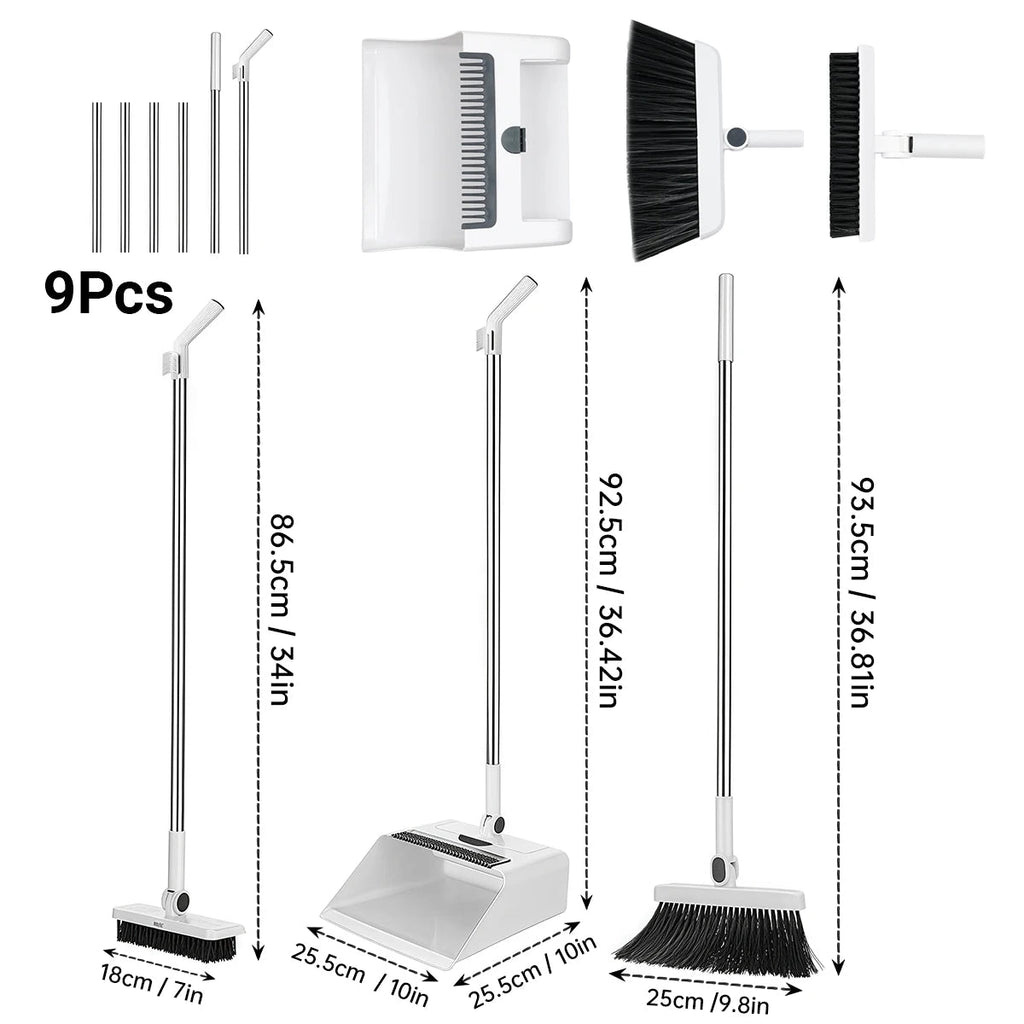 3in 1 Broom and Dustpan Set Floor Brush Long-handled Broom And Dustpan For Home Office School Dorm - Velvet Haven