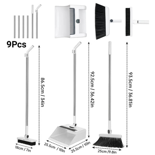 3in 1 Broom and Dustpan Set Floor Brush Long-handled Broom And Dustpan For Home Office School Dorm - Velvet Haven