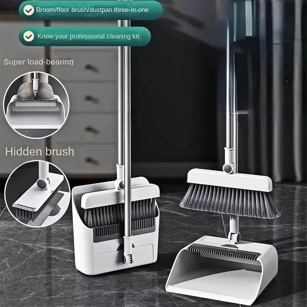 3in 1 Broom and Dustpan Set Floor Brush Long-handled Broom And Dustpan For Home Office School Dorm - Velvet Haven