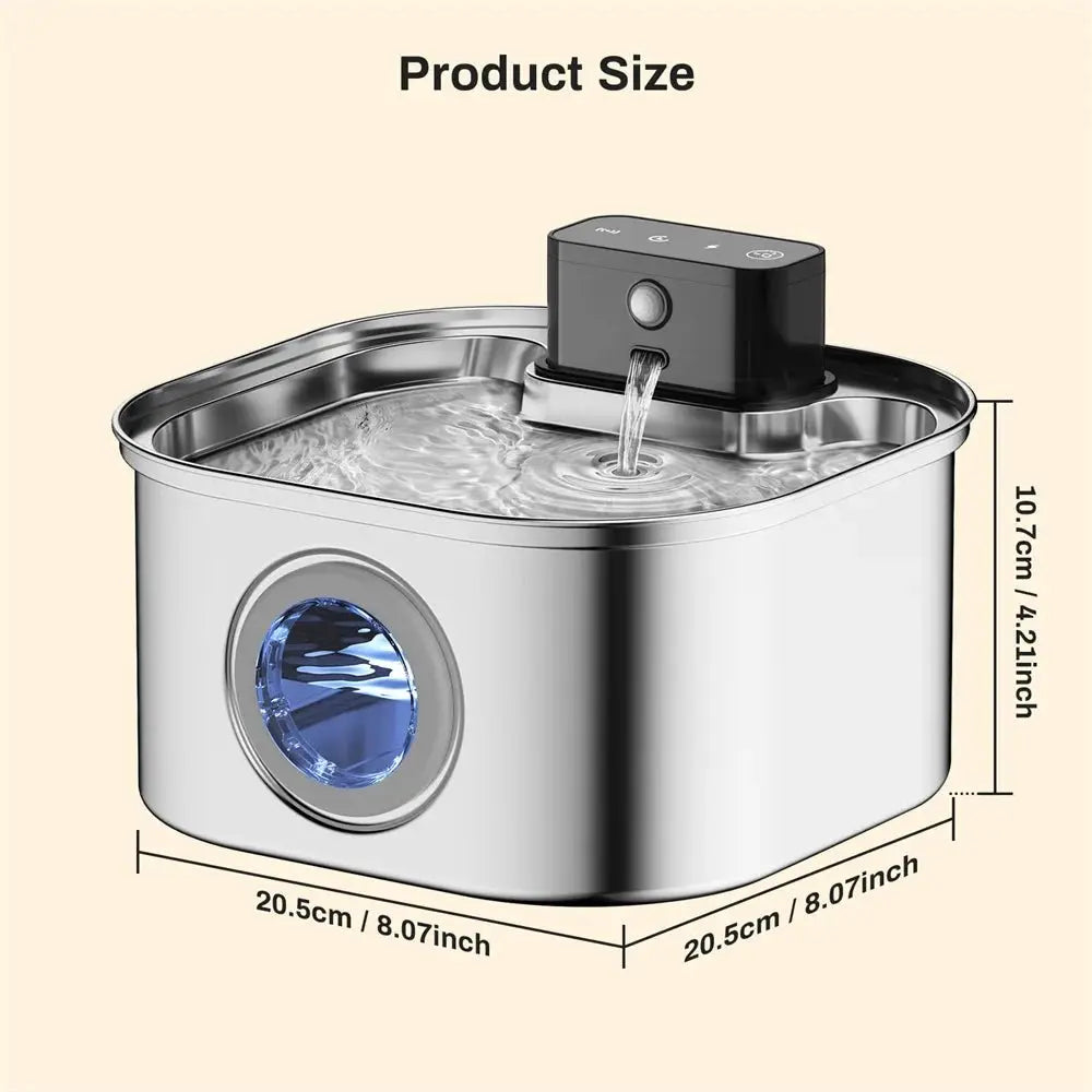 3L 5V Rechargable Automatic Stainless Steel Dogs Water Fountain 4000mAh Wireless Pet Drinker Battery Sensor Dispenser Cat Bowls - Velvet Haven