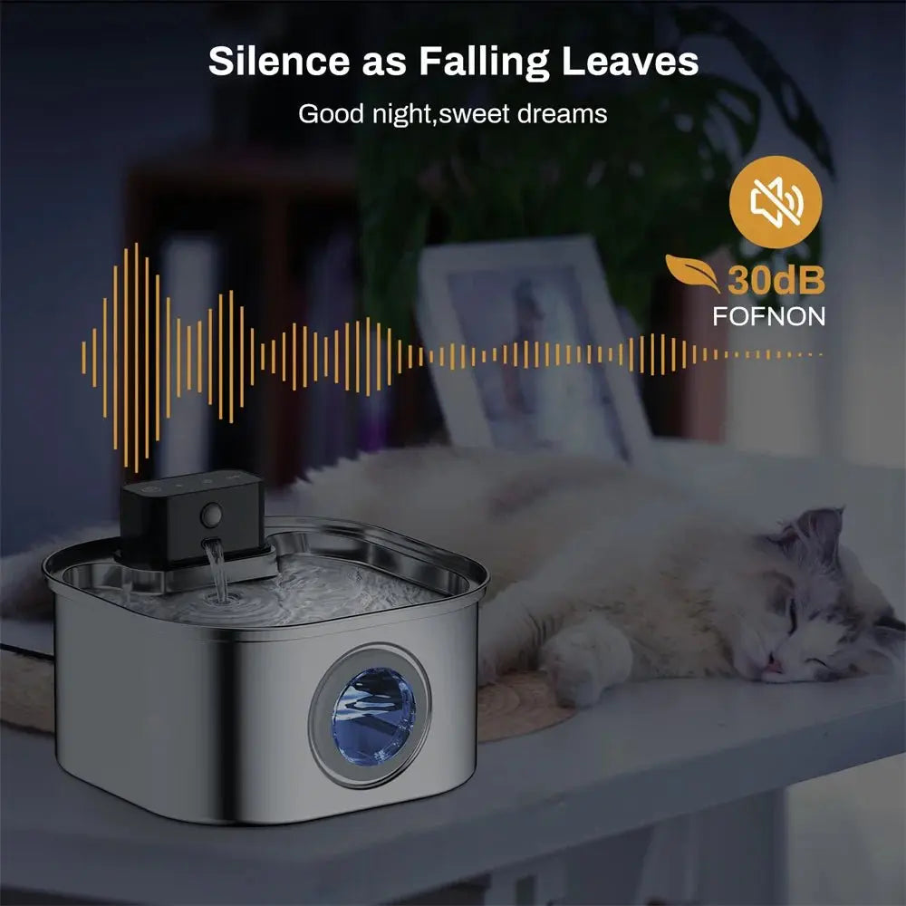 3L 5V Rechargable Automatic Stainless Steel Dogs Water Fountain 4000mAh Wireless Pet Drinker Battery Sensor Dispenser Cat Bowls - Velvet Haven