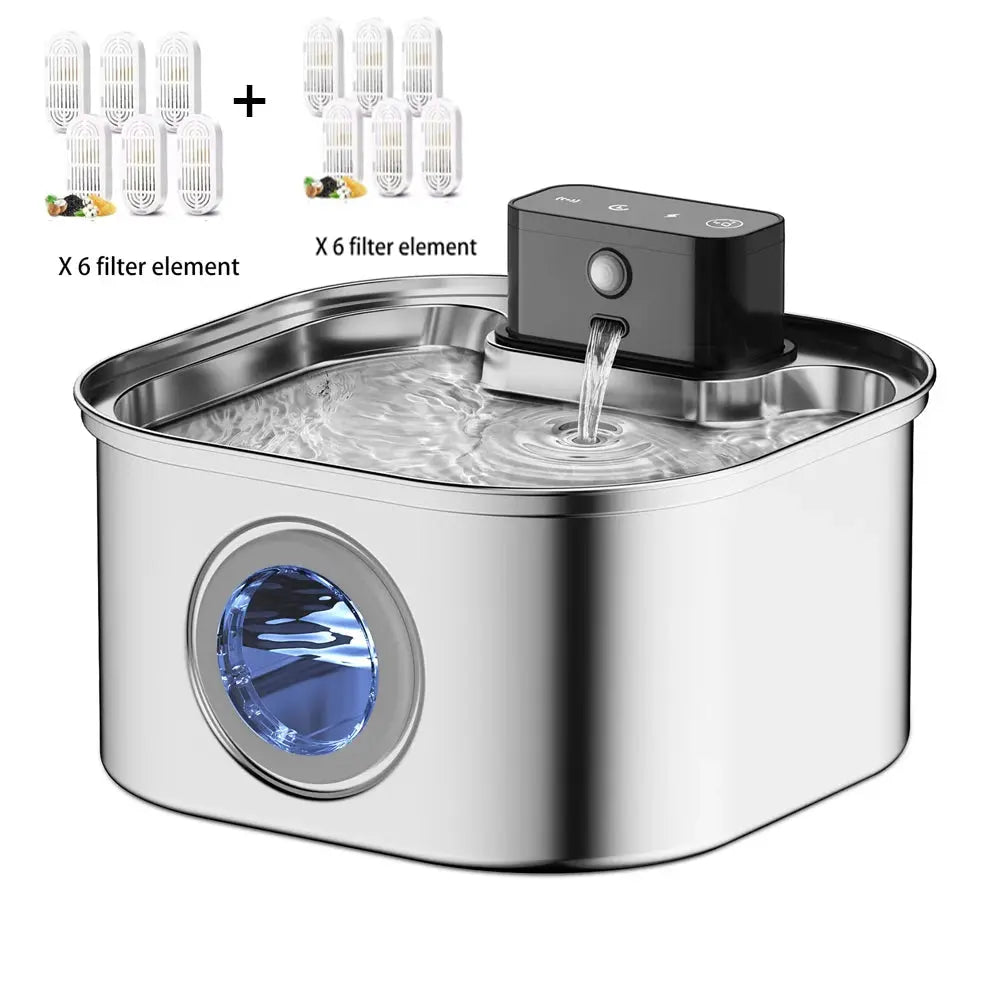 3L 5V Rechargable Automatic Stainless Steel Dogs Water Fountain 4000mAh Wireless Pet Drinker Battery Sensor Dispenser Cat Bowls - Velvet Haven
