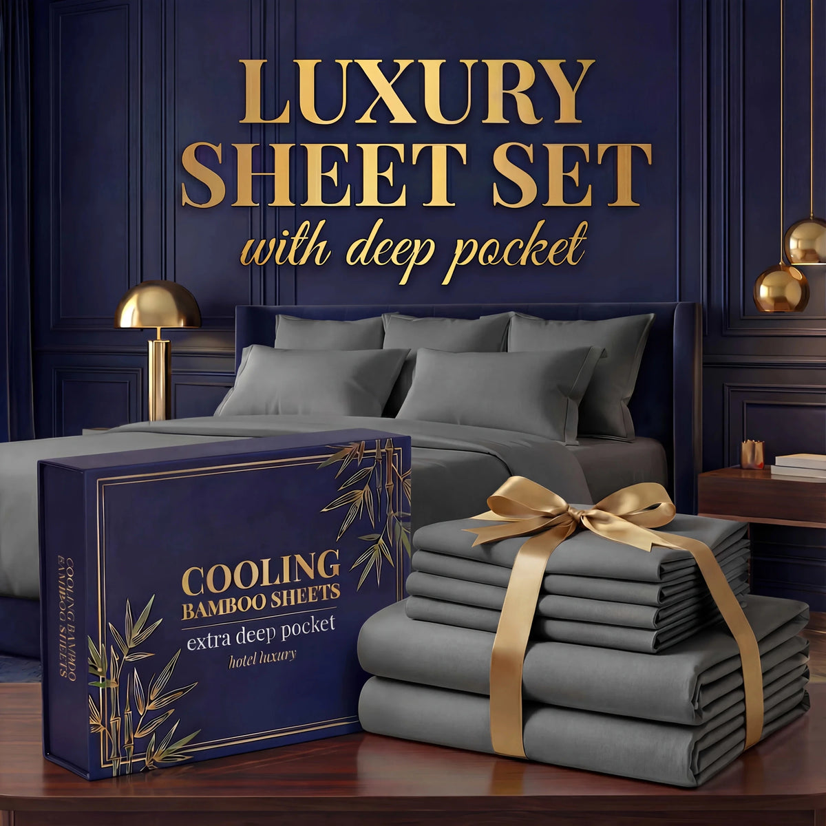 3pcs/ 4pcs Bamboo Cooling Bed Sheet Set -14"Deep Pocket, Shrink-Resistant, Fade-Resistant, Skin-Friendly Bedding Set With 1or2 Pillowcases, 1 Flat Sheet, 1 FittedSheet, Cozy Comfort - Velvet Haven