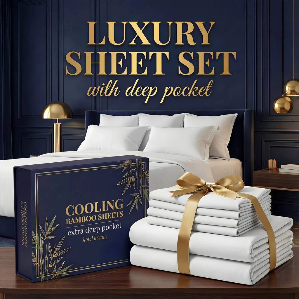 3pcs/ 4pcs Bamboo Cooling Bed Sheet Set -14"Deep Pocket, Shrink-Resistant, Fade-Resistant, Skin-Friendly Bedding Set With 1or2 Pillowcases, 1 Flat Sheet, 1 FittedSheet, Cozy Comfort - Velvet Haven