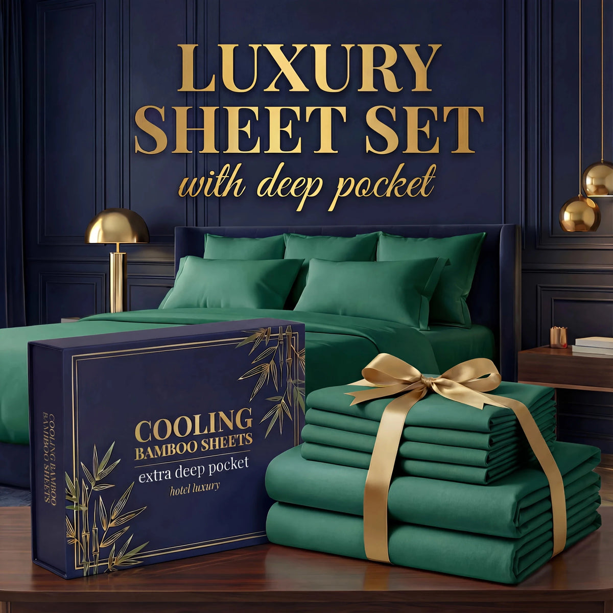 3pcs/ 4pcs Bamboo Cooling Bed Sheet Set -14"Deep Pocket, Shrink-Resistant, Fade-Resistant, Skin-Friendly Bedding Set With 1or2 Pillowcases, 1 Flat Sheet, 1 FittedSheet, Cozy Comfort - Velvet Haven