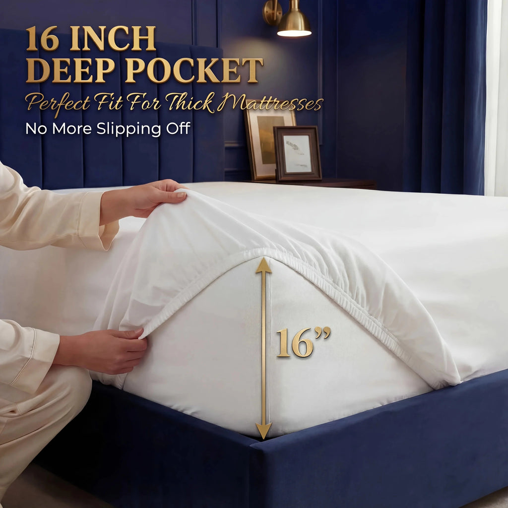 3pcs/ 4pcs Bamboo Cooling Bed Sheet Set -14"Deep Pocket, Shrink-Resistant, Fade-Resistant, Skin-Friendly Bedding Set With 1or2 Pillowcases, 1 Flat Sheet, 1 FittedSheet, Cozy Comfort - Velvet Haven