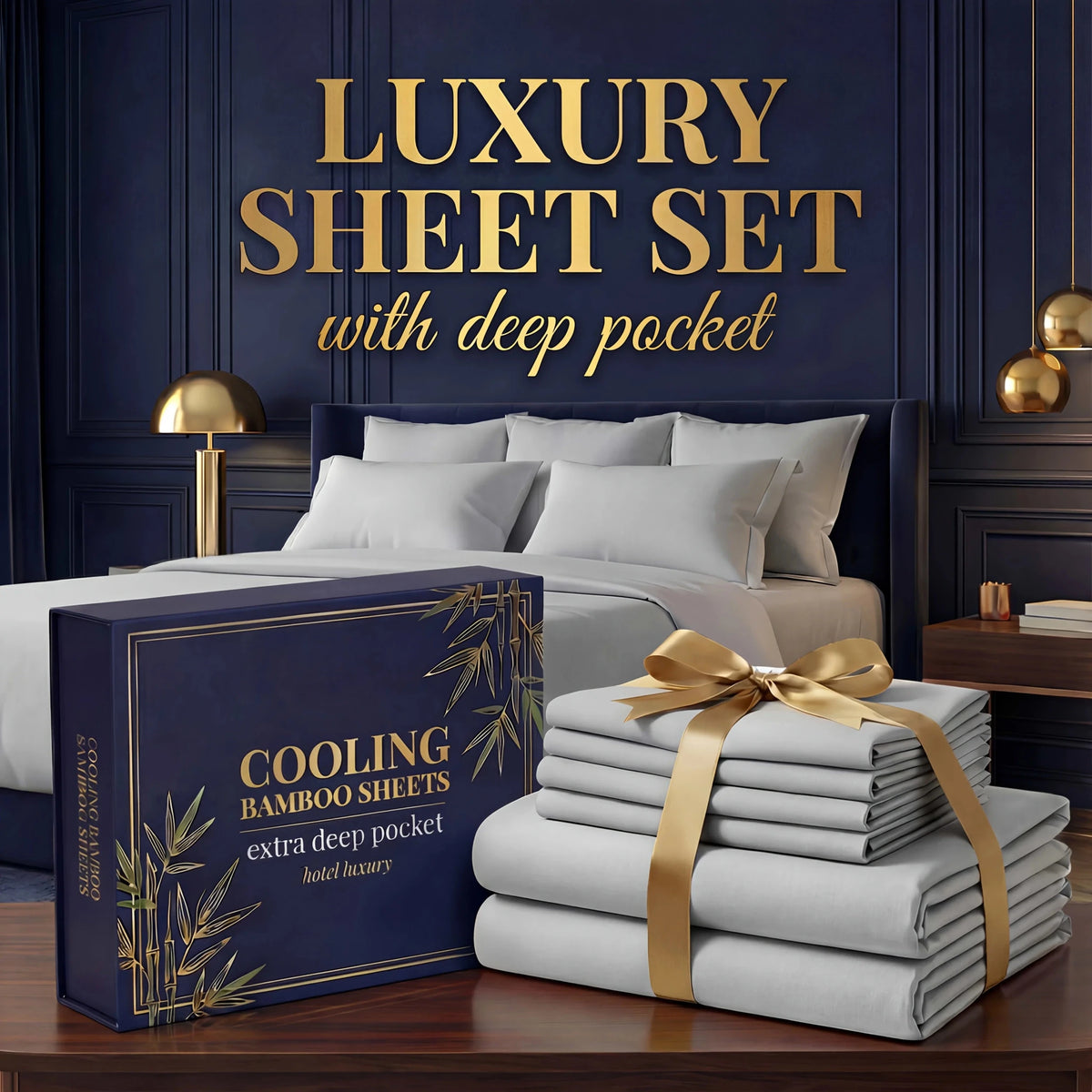 3pcs/ 4pcs Bamboo Cooling Bed Sheet Set -14"Deep Pocket, Shrink-Resistant, Fade-Resistant, Skin-Friendly Bedding Set With 1or2 Pillowcases, 1 Flat Sheet, 1 FittedSheet, Cozy Comfort - Velvet Haven