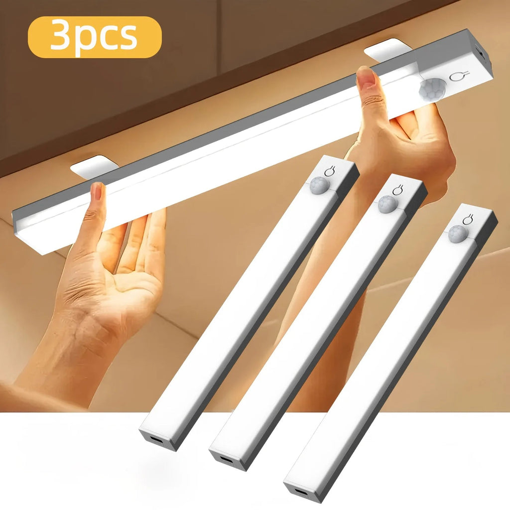 3pcs LED Motion Sensor - Dimmable Cabinet Lights, USB Rechargeable,3Color Modes,Night Light, for Bedroom,Staircase, Kitchen,Room - Velvet Haven