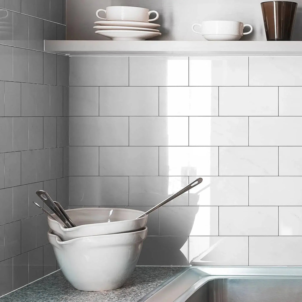 3x6 Inch 24/48/96 Marble Tile Stickers, Self-Adhesive Wall Stickers, Suitable for Kitchen and Bathroom Splash Proof Decoration - Velvet Haven