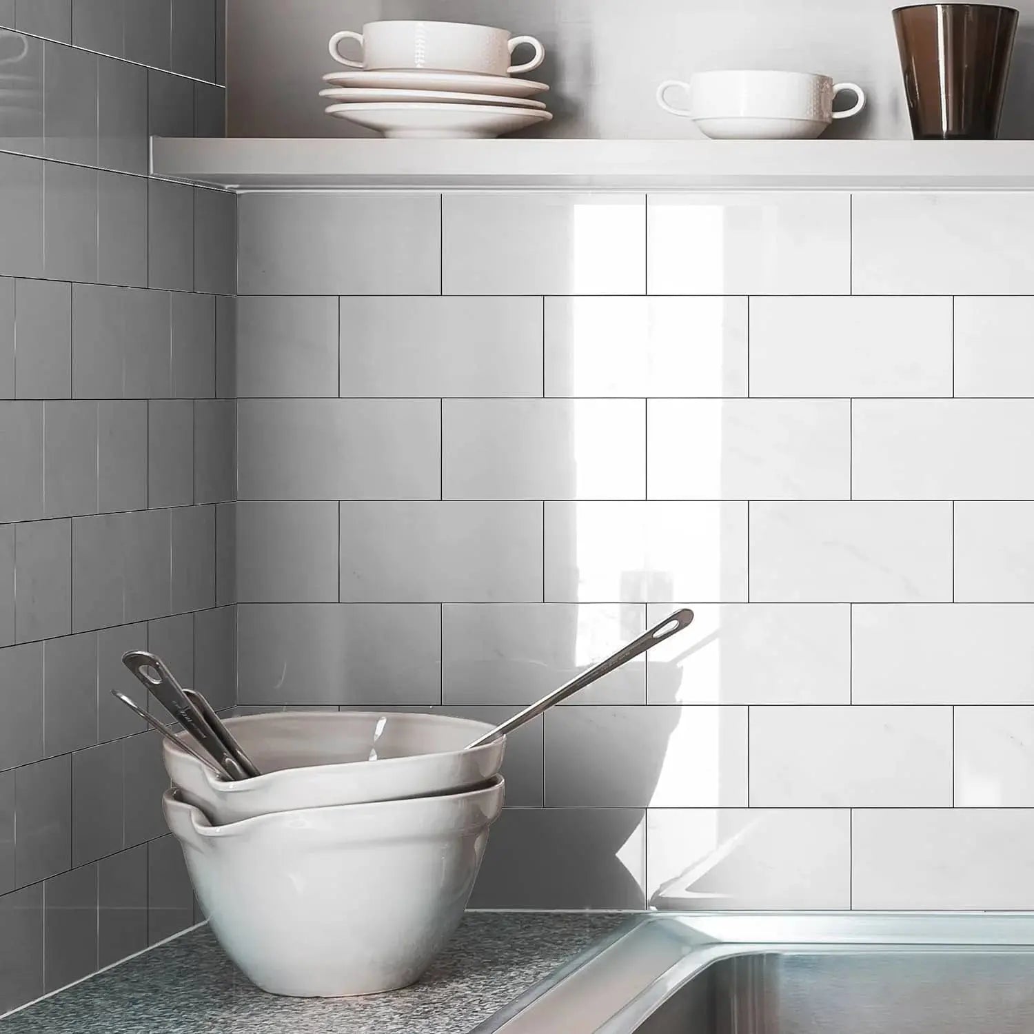 3x6 Inch 24/48/96 Marble Tile Stickers, Self-Adhesive Wall Stickers, Suitable for Kitchen and Bathroom Splash Proof Decoration - Velvet Haven