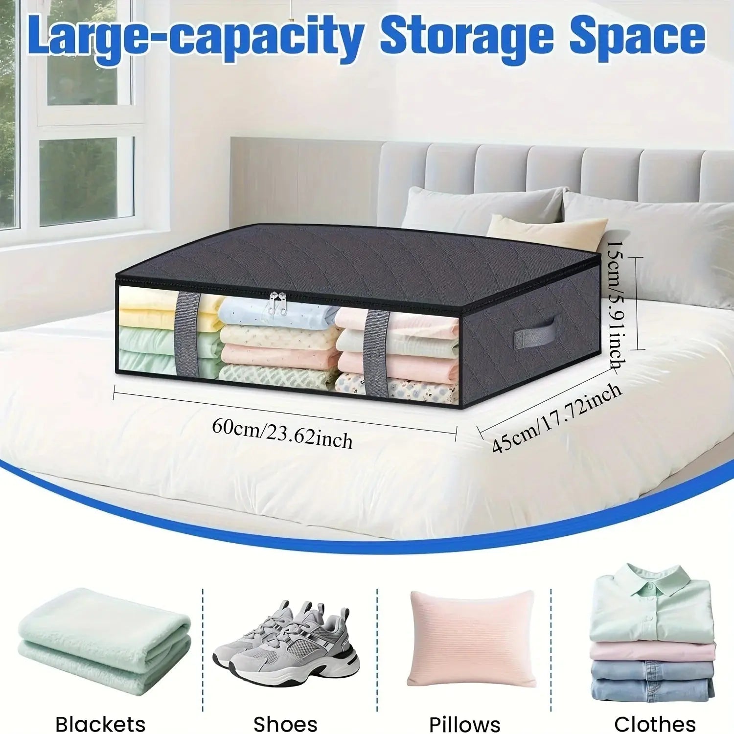 4 Pack Under Bed Storage Containers Blanket Storage Bag Shoe Storage and Organization Space-Saving Bedding Organizer for Bedroom - Velvet Haven