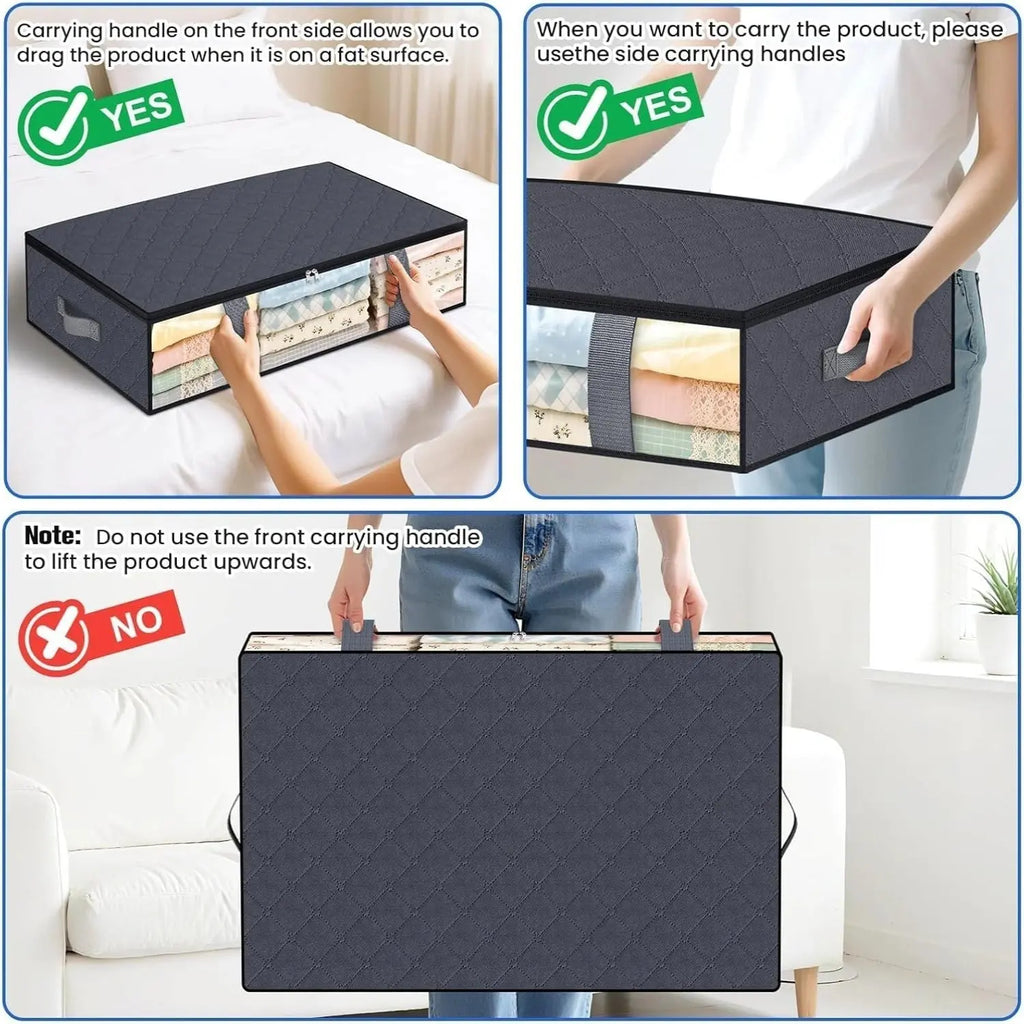 4 Pack Under Bed Storage Containers Blanket Storage Bag Shoe Storage and Organization Space-Saving Bedding Organizer for Bedroom - Velvet Haven