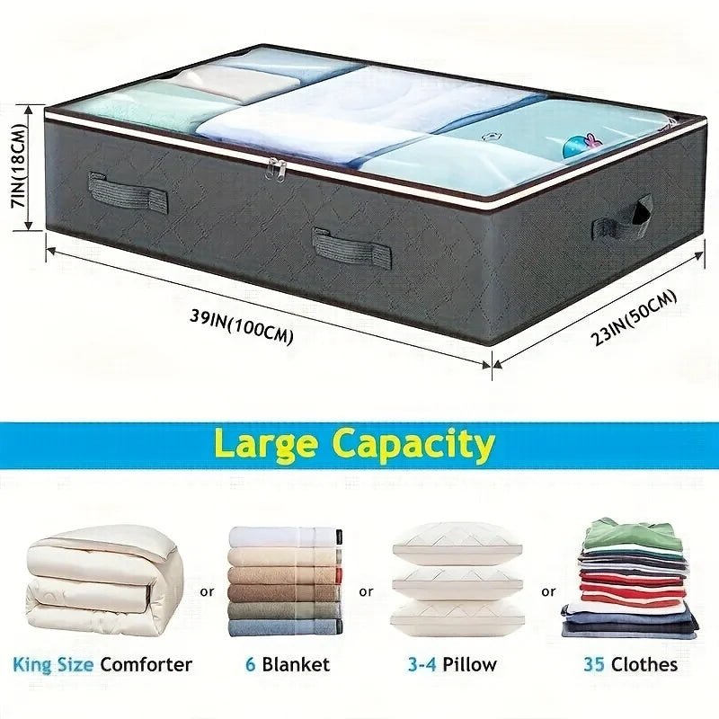 4-Piece Under-Bed Storage, 90-Liter Foldable Wardrobe Storage Box and Under-Bed Storage Bin - Velvet Haven