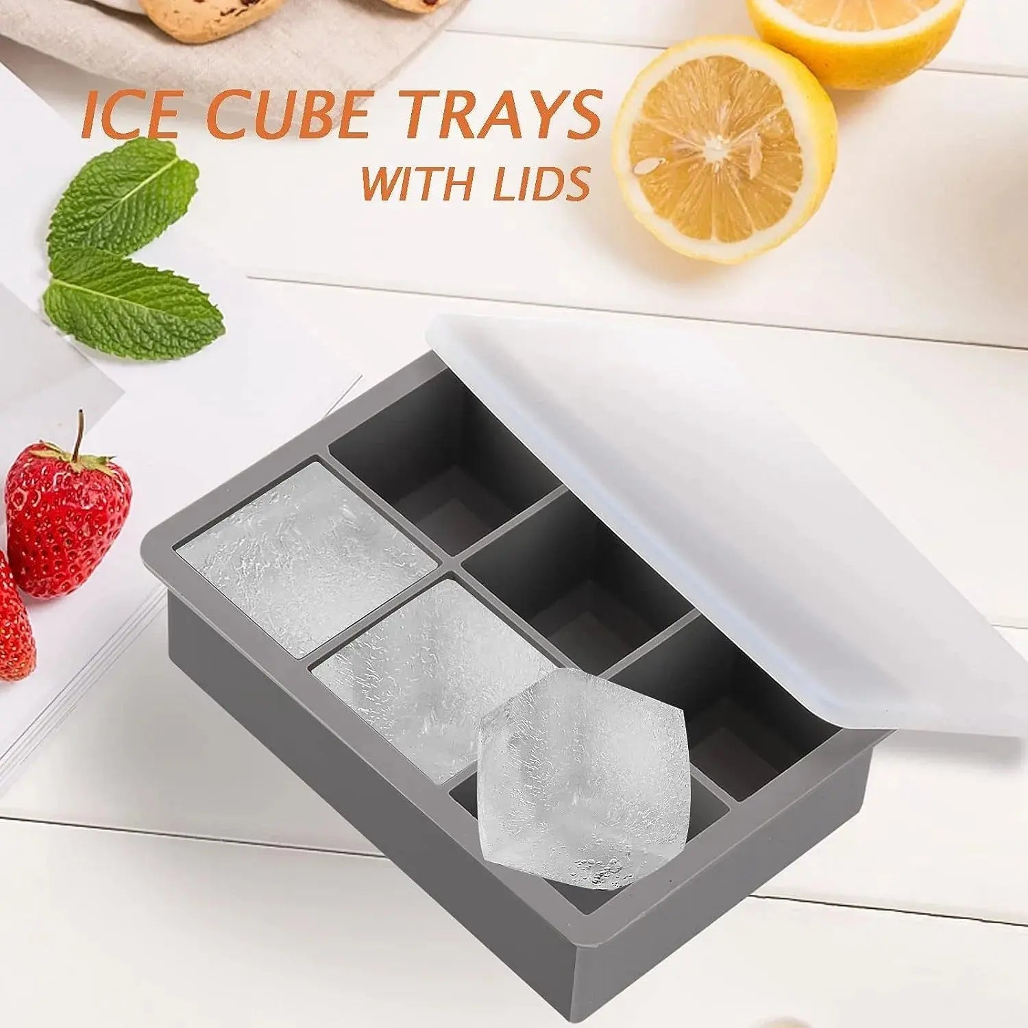 4/6/8/Grid Big Ice Tray Mold Box Large Food Grade Silicone Ice Cube Square Tray Mold Diy Bar Pub Wine Ice Blocks Maker Model - Velvet Haven