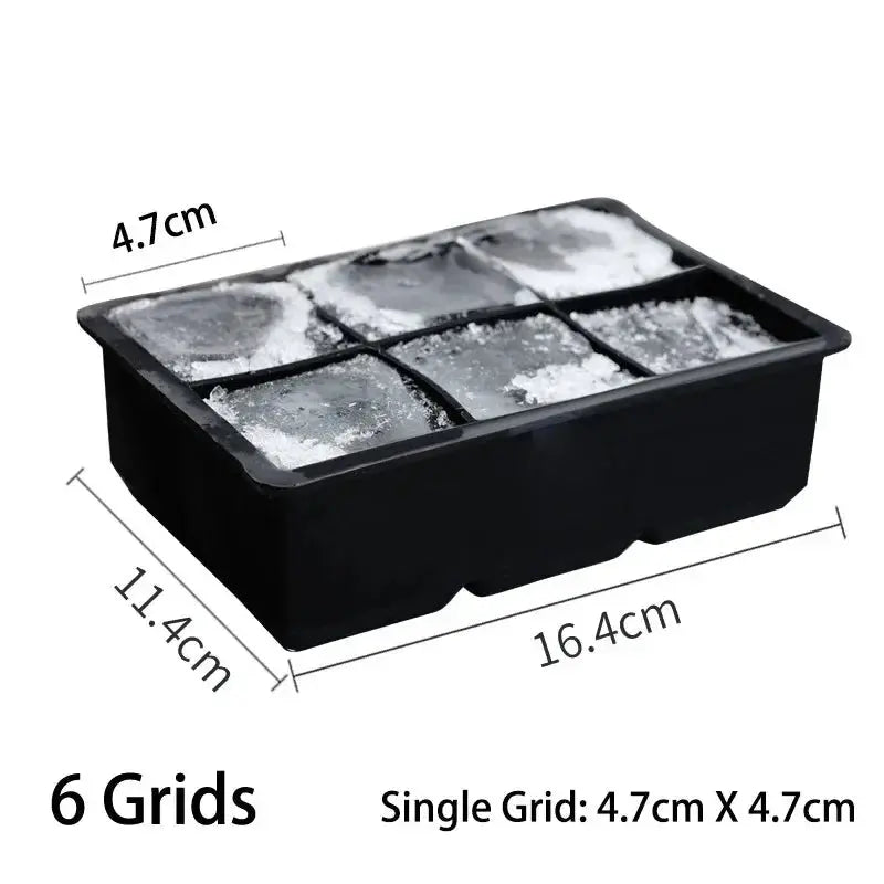 4/6/8/Grid Big Ice Tray Mold Box Large Food Grade Silicone Ice Cube Square Tray Mold Diy Bar Pub Wine Ice Blocks Maker Model - Velvet Haven