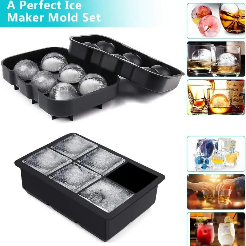 4/6/8Grid Ice Ball Maker Silicone Ice Cube Mold Tray DIY Freeze Ice Maker Kitchen Barware Tools Perfect for Freezer Cocktail - Velvet Haven