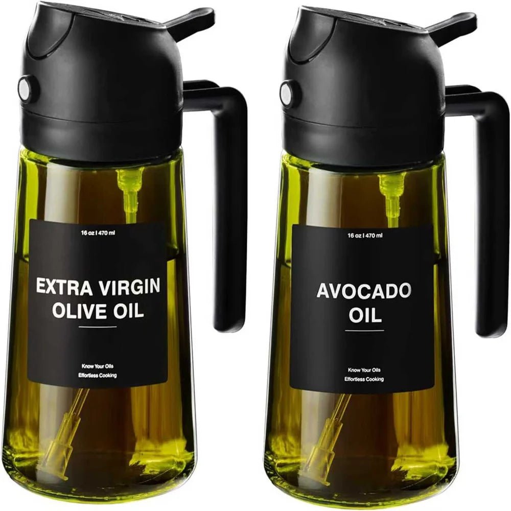 2-in-1 Olive Oil Sprayer & Glass Dispenser Bottle 470ml - Velvet Haven