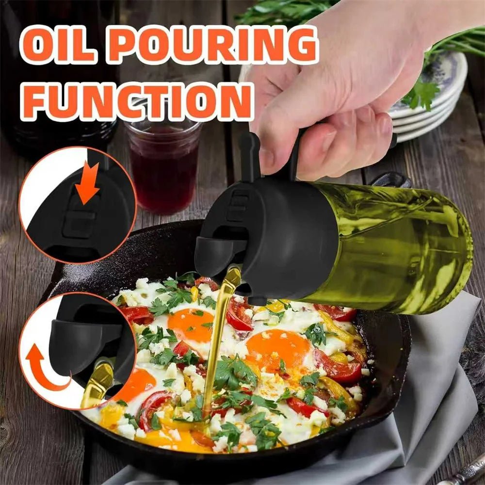 2-in-1 Olive Oil Sprayer & Glass Dispenser Bottle 470ml - Velvet Haven