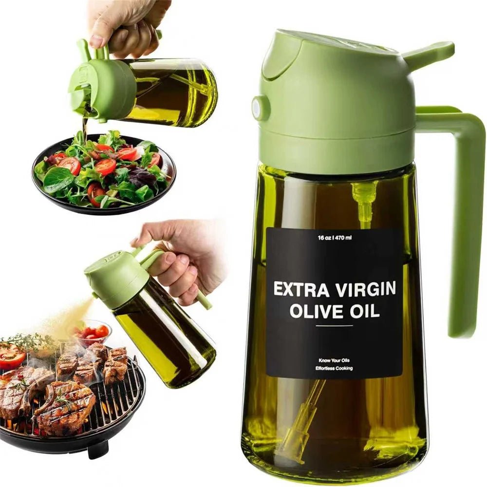 2-in-1 Olive Oil Sprayer & Glass Dispenser Bottle 470ml - Velvet Haven
