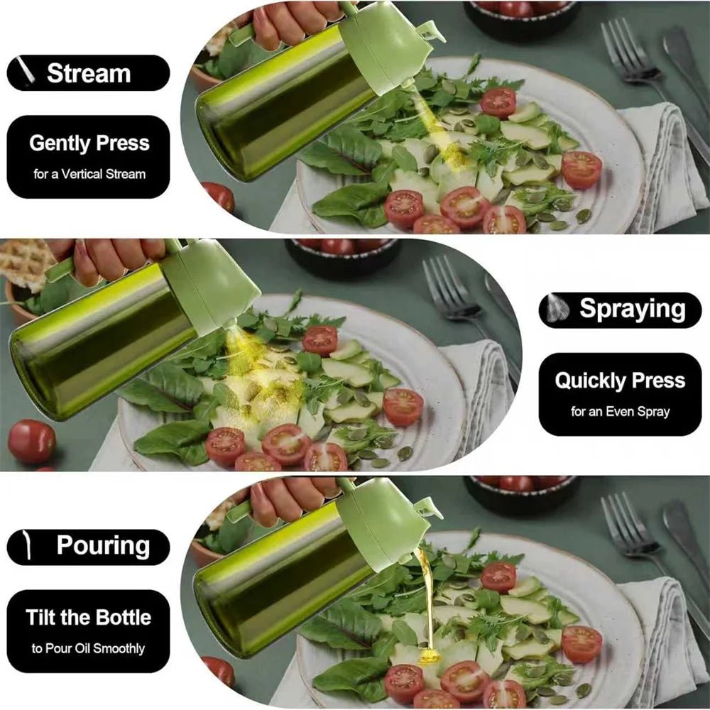 2-in-1 Olive Oil Sprayer & Glass Dispenser Bottle 470ml - Velvet Haven