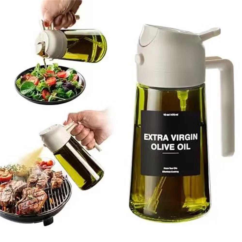 2-in-1 Olive Oil Sprayer & Glass Dispenser Bottle 470ml - Velvet Haven